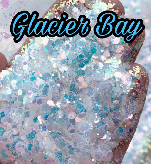 1Oz Chunky Blend Glitter, Mixed Size Mix, Polyester Glitter Mixes, Iridescent Opal Glacier Bay