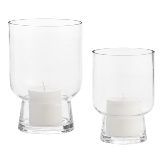 Clear Glass Pedestal Hurricane Candle Holder: White by World Market