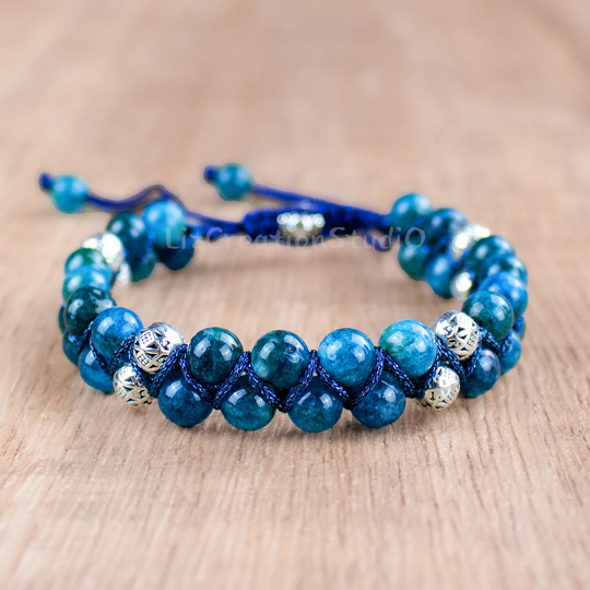 Apatite Bracelet-Natural Gemstone Bracelet-Healing Meditation Grounding Calming Balance Bracelet-Inner Peace Energy Protection Bracelet