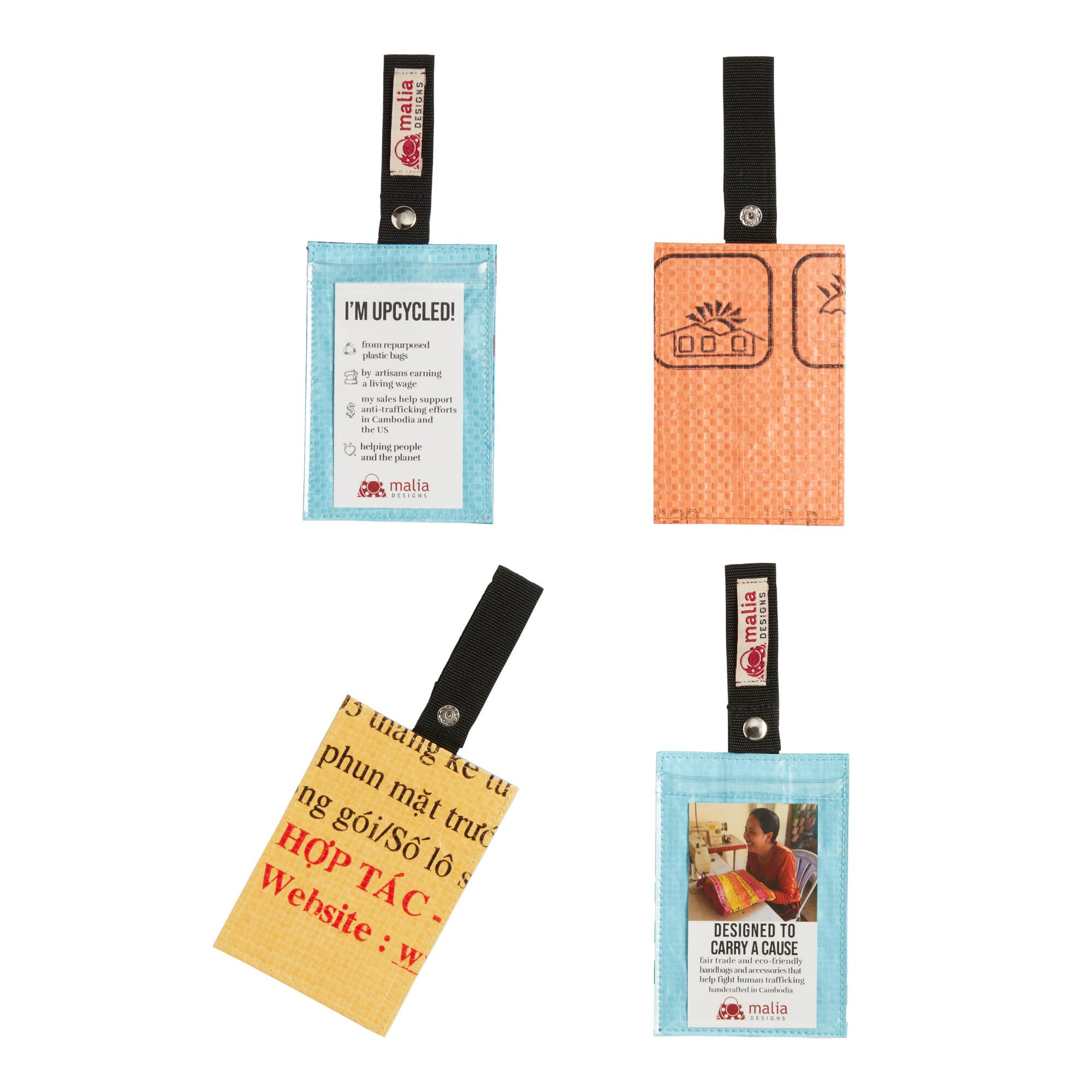 Recycled Fair Trade Luggage Tag: Blue/White - Plastic by World Market