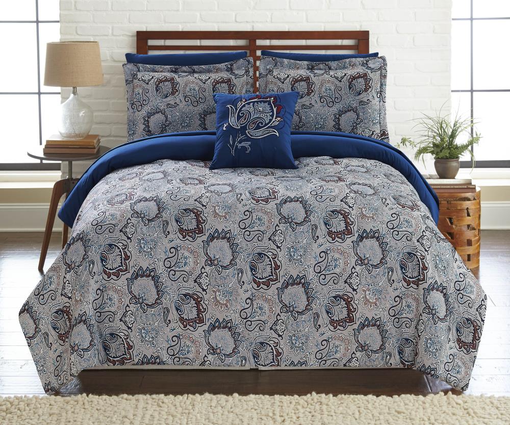 Amrapur Overseas Printed reversible complete bed set Multi Multi Reversible California King Comforter (Blend with Polyester Fill) | 4BDSTPRTG-CRC-CK