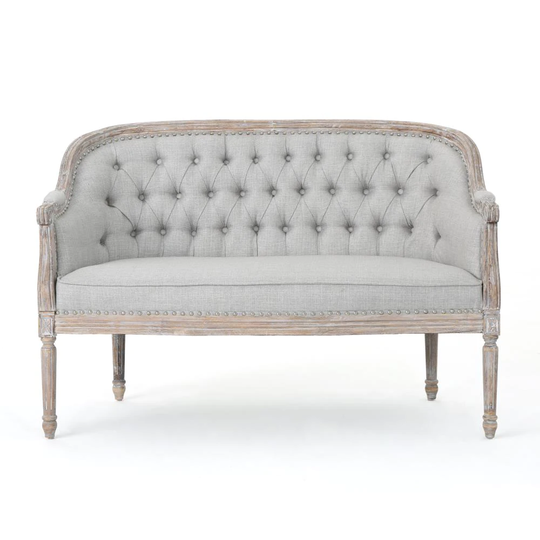Best Selling Home Decor Faye Modern Light Gray and Antique Polyester/Blend Loveseat | 303543