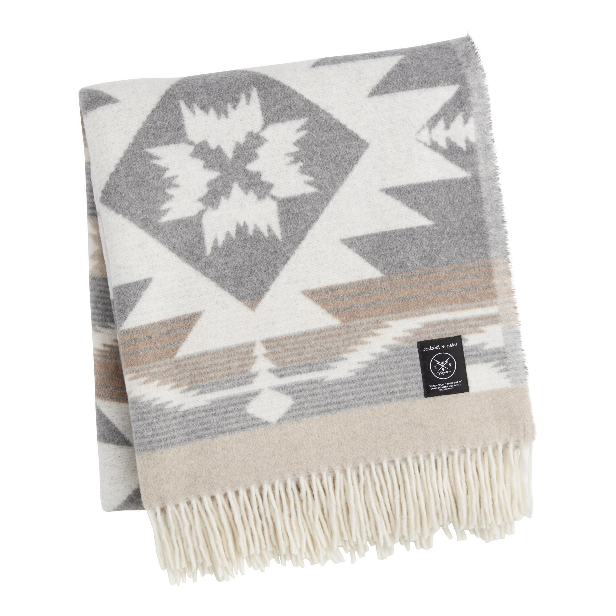 Sackcloth & Ashes Granite and White Heritage Throw Blanket: Blue/Brown/Gray/Multi - Acrylic by World Market