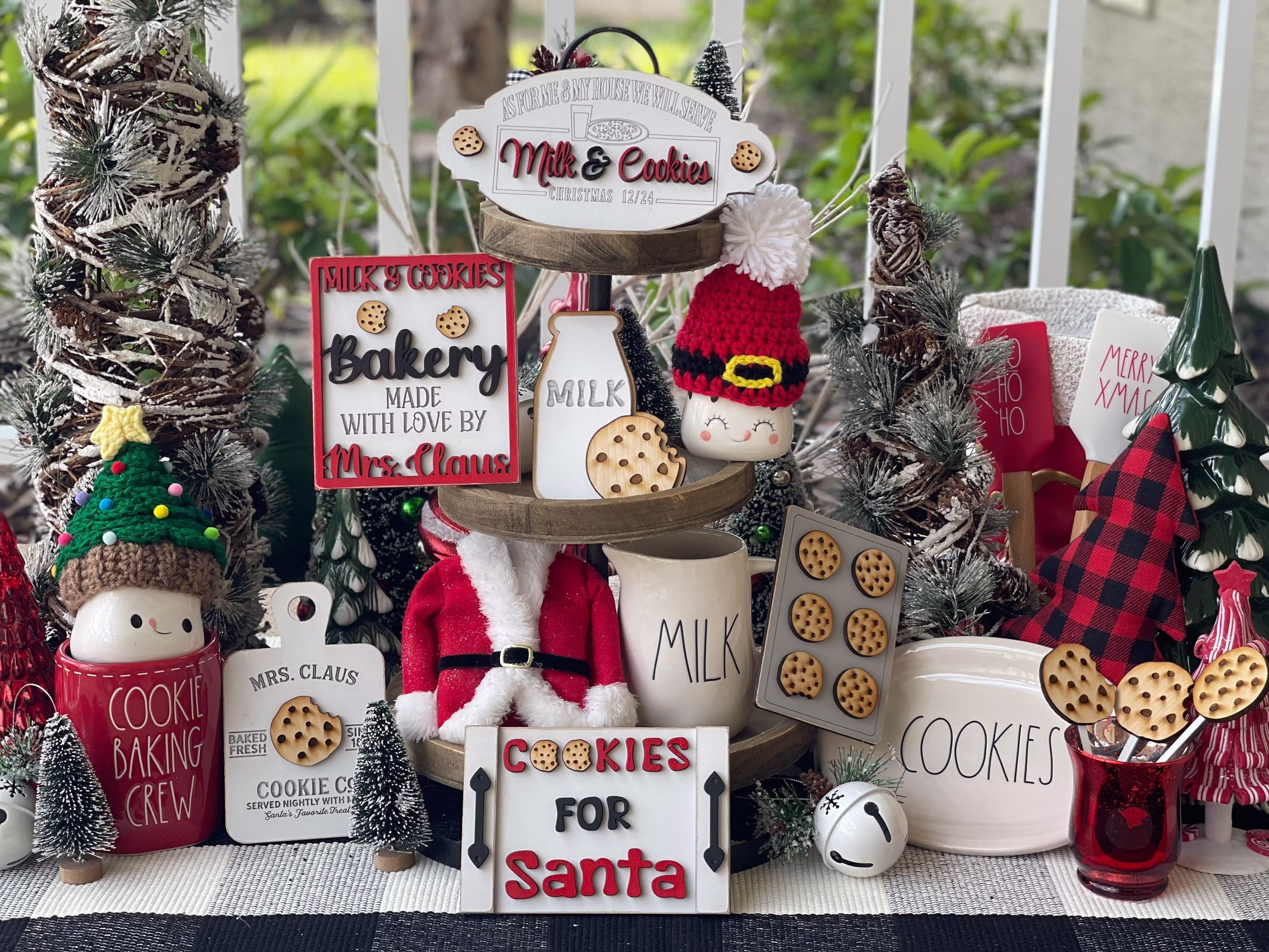 Cookies For Santa, Cookie Baking Crew, Santa Tier Tray Decor, Milk & Cookies, Christmas Decor