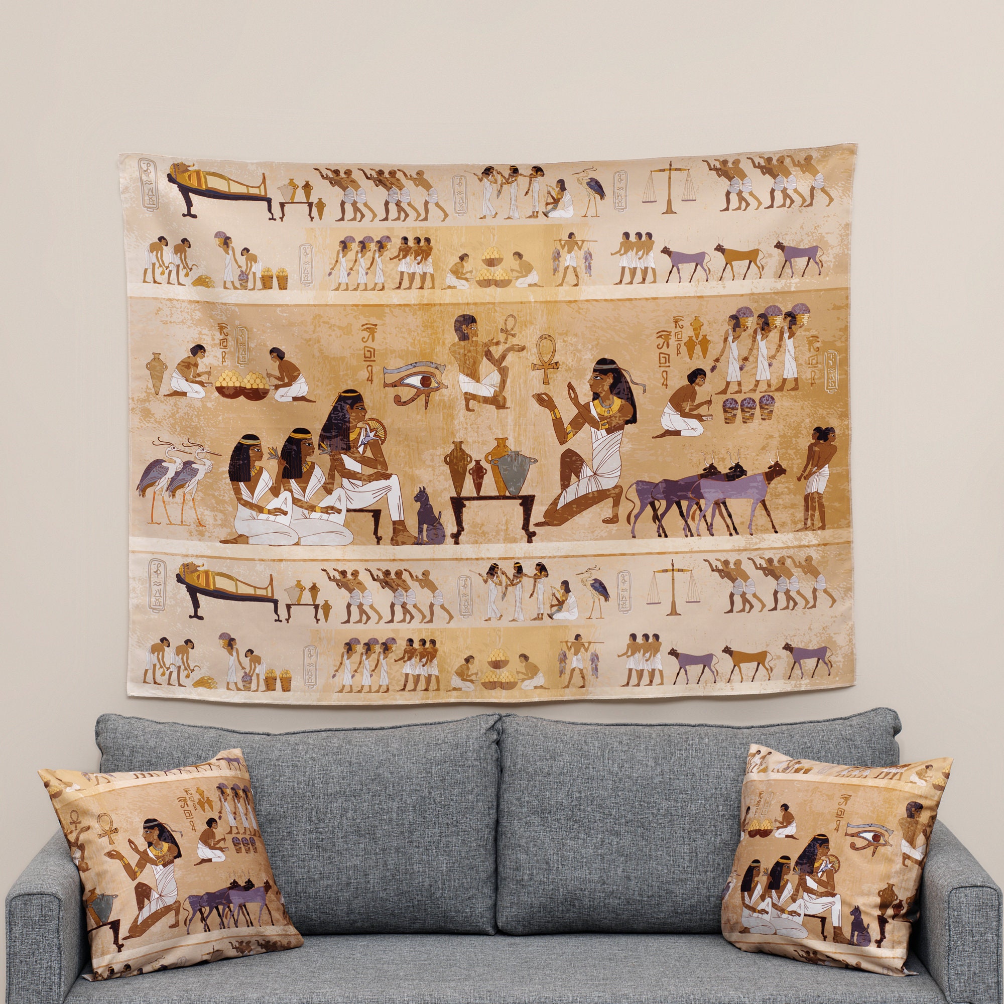 Ramses Tapestry Set With Pillow Covers, Wallhang, Wall Art, Walldeco, Wall Tapestry, Ethnic Art, Bedroom Room Art