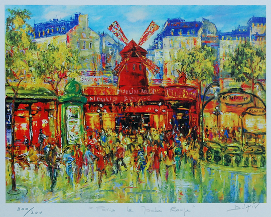Paris Le Moulin Rouge By Duaiv Hand Signed in Pencil
