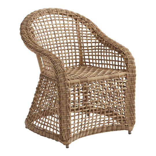 Natural All Weather Wicker Cairo Outdoor Patio Dining Armchair: Brown - All-Weather Wicker by World Market
