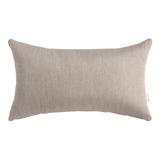Sunbrella Khaki Ash Cast Outdoor Patio Lumbar Pillow: Gray/Natural - Acrylic by World Market
