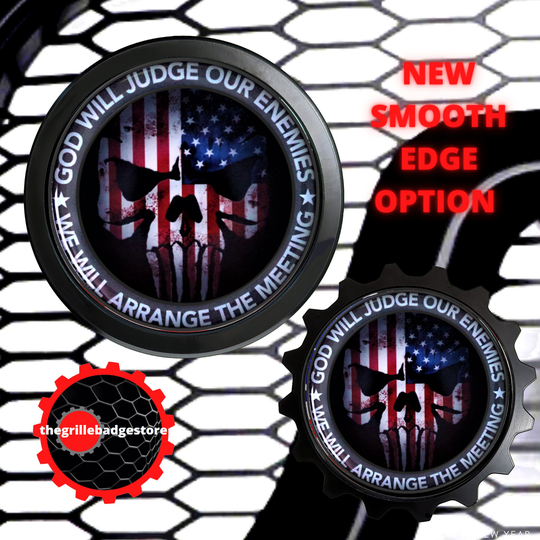 Aluminum Metal & Resin Grille Badge Skull "The Judge" Black Finish - Fitsdodge Ram Truck For Gas Oil Dodge Fans Mancaves Lover 4x4 + Gift