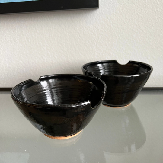 studio Pottery Ramen Bowls - Set Of 2/Handmade Soup Vintage Rice Bowl Ceramic Noodle