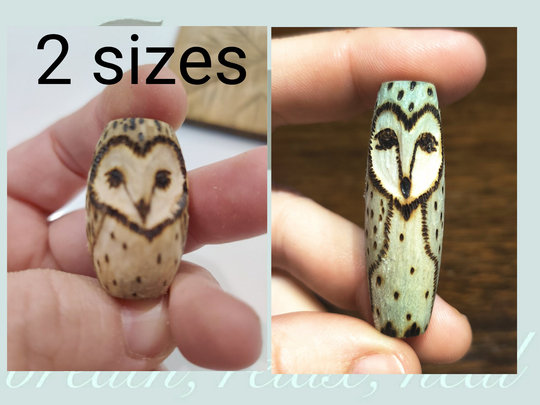 Owl Loc Bead, Hair Bead, Natural Wood Wooden Dreadlock Dread Braid Jewelry