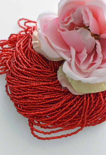 3 X Cut Red Color Beads, Cut Czech Beads Strands