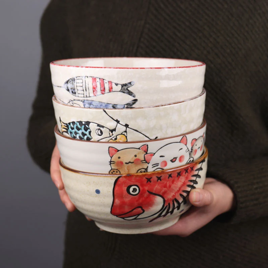 Japanese Underglaze Hand-Painted 7-Inch Ceramic Household Ramen Bowl Soup Commercial Restaurant Noodle Large