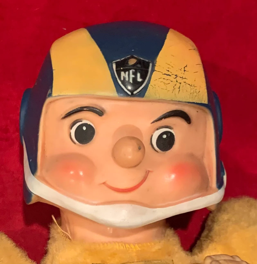 Vintage 1960's Los Angeles Rams Columbia Brand Plush Football Player 16 Inch Doll - Antique Nfl Memorabilia