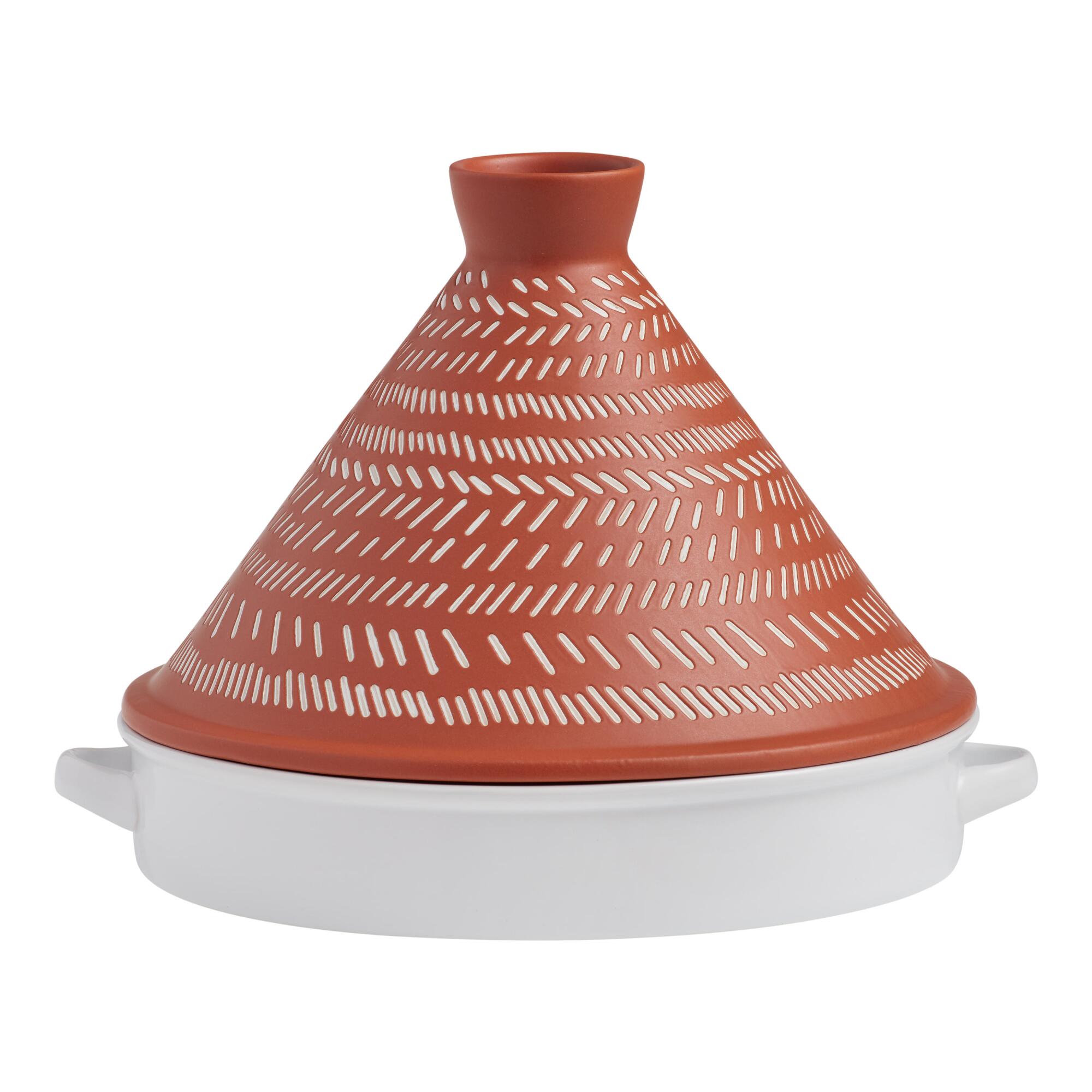 Terracotta and White Stoneware Tagine by World Market