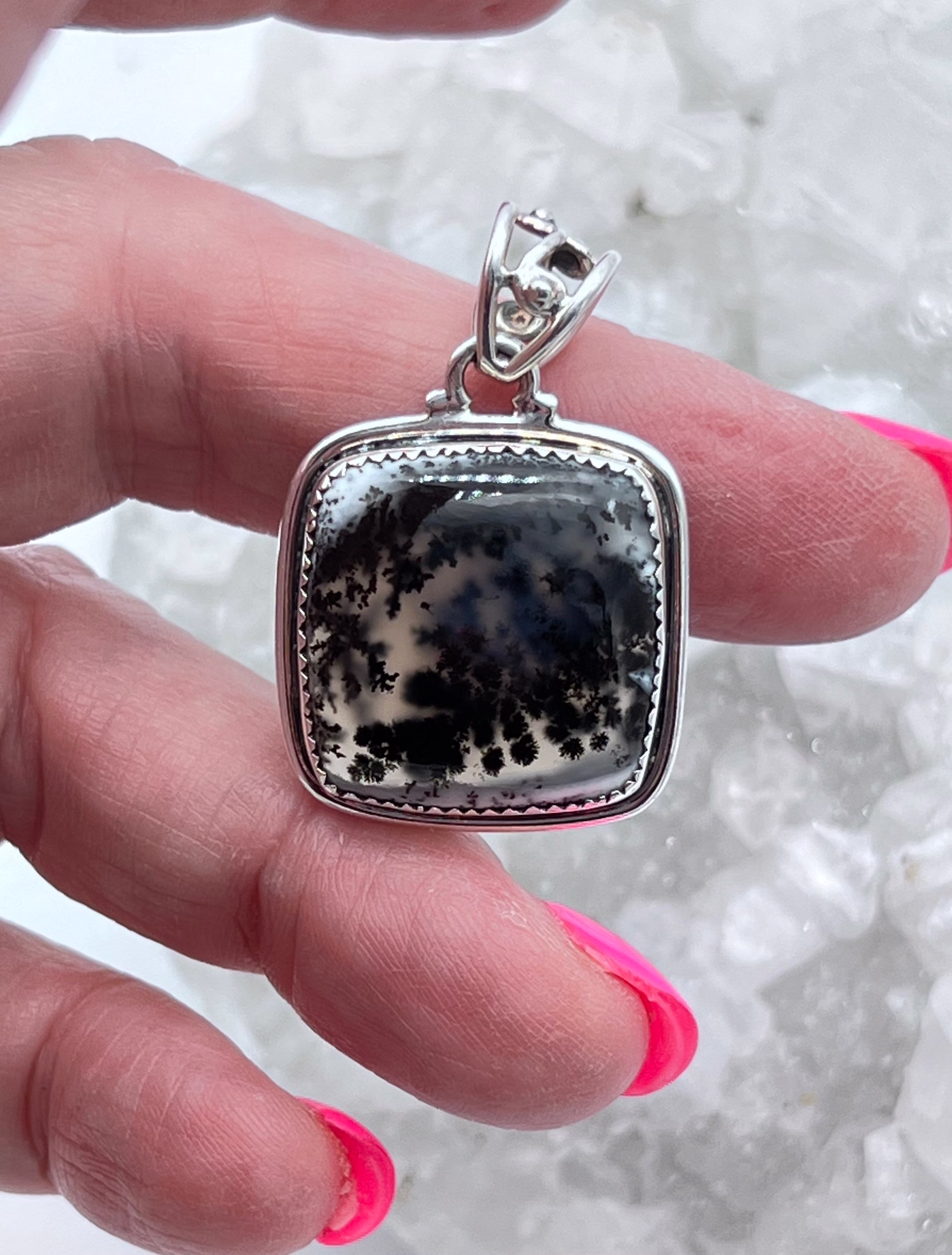 Abstract Dendritic Opal Pendant
