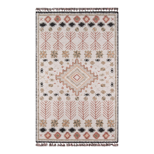 Ivory and Spice Tufted Wool Aelin Area Rug: Pink - Runner by World Market