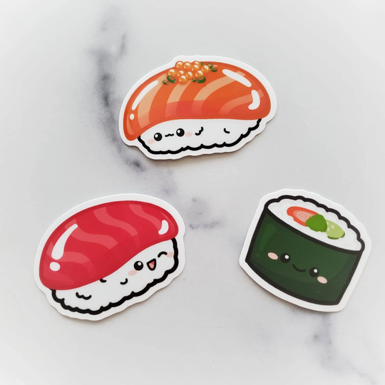 Sushi Stickers, Salmon Sushi, Tuna Maki Roll, Sushi Japanese Food, Lover, Laptop Decal, Water Bottles Sticker, Kawaii