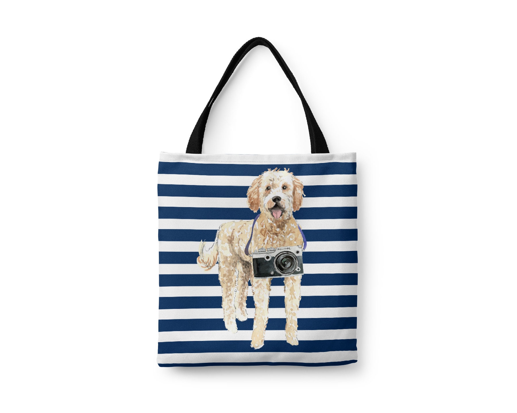 Golden Doodle Dog Tote Bag - Illustrated Dogs & 6 Travel Inspired Styles. All Purpose For Work, Shopping, Life. Groodle, Golden, Goldie Poos