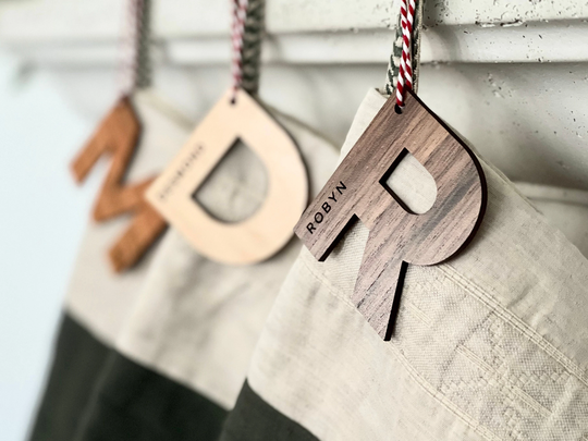 Personalized Initial Name Ornament Monogram Modern Christmas Letter No01