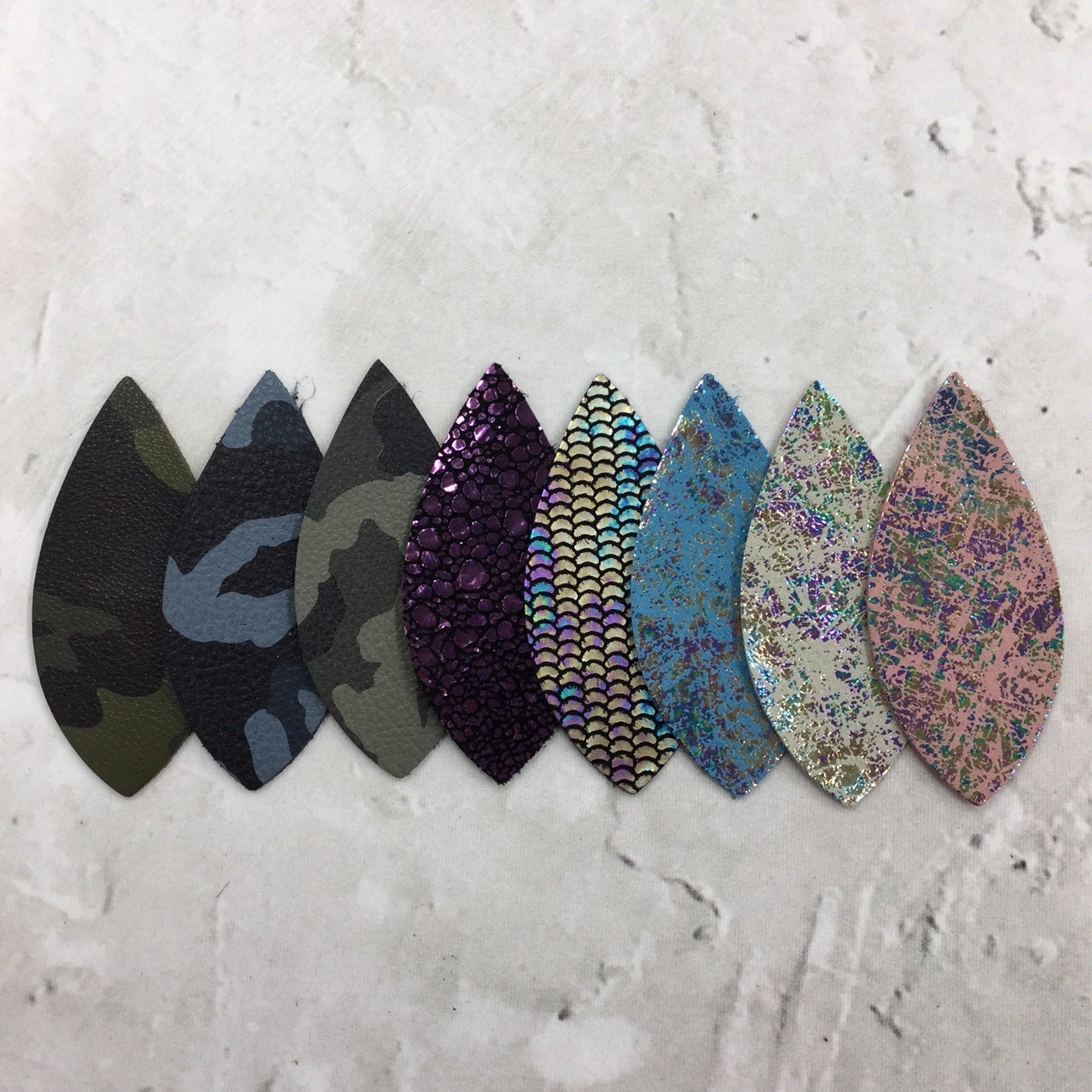 Genuine Leather, Large Teardrop Shape, Earring Blanks, Leather For Jewelry, Cowhide, Camo & Mermaid Collection, The Guy