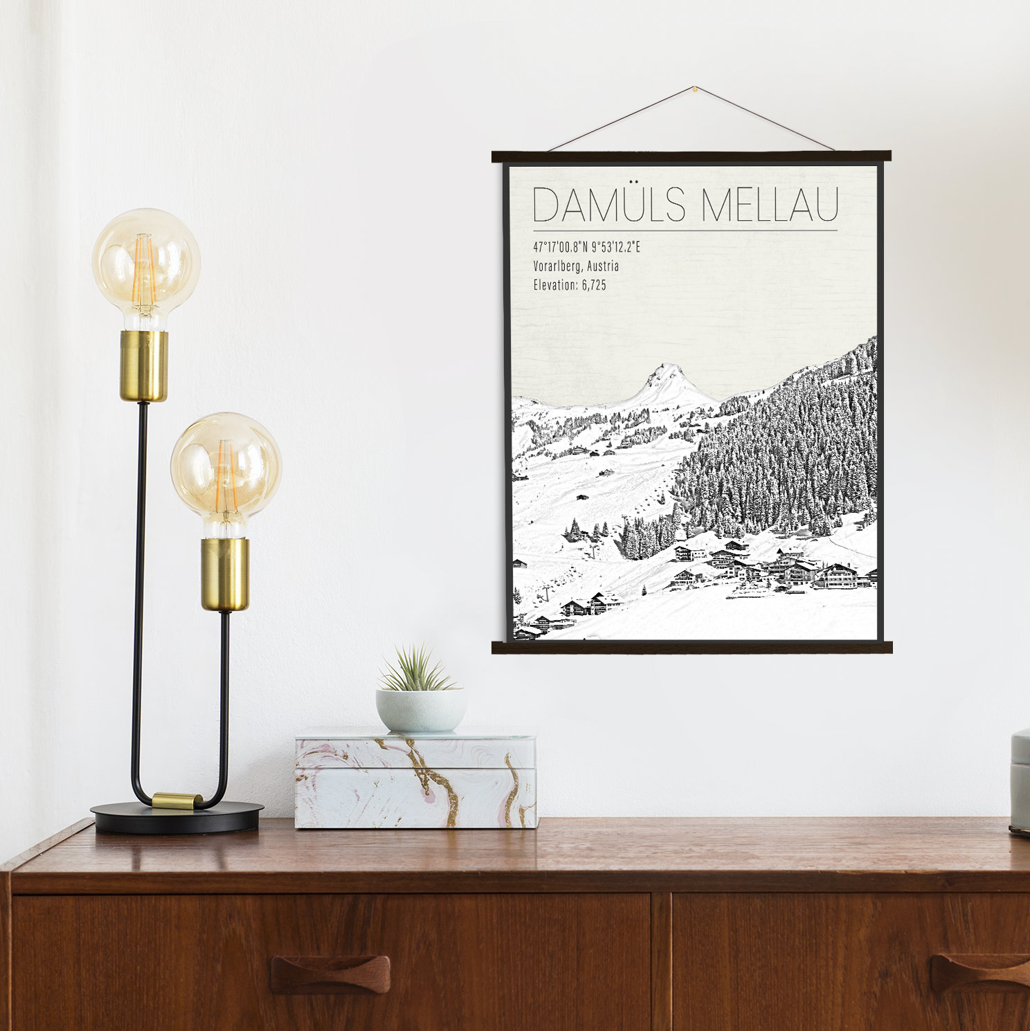 Damls Mellau Austria Ski Resort Print | Hanging Canvas Of Damuls Printed Marketplace