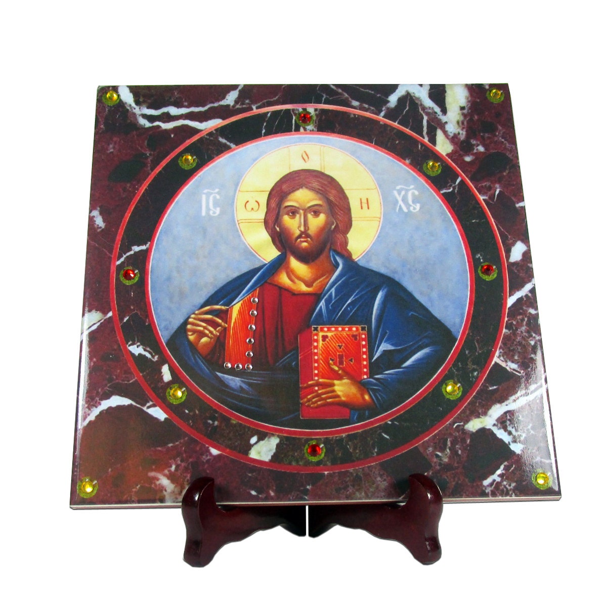 Jesus Icon On Ceramic Tile - Christ Pantocrator Limited Edition Christian Gifts Religious Icons Serie, Christian Art