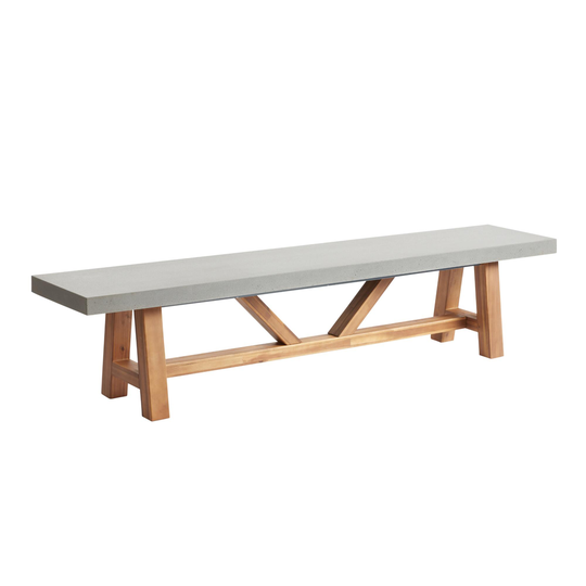 Faux Cement Palmera Outdoor Patio Dining Bench: Brown/Gray - Wood by World Market