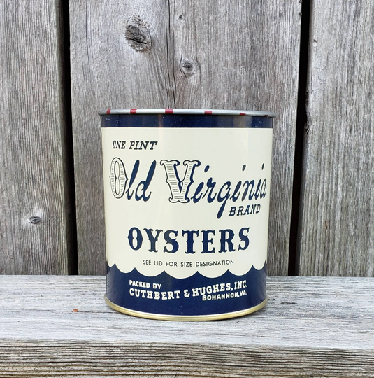 Oyster Tin Pint Size Advertising Can - Old Virginia Brand Bohannon Va