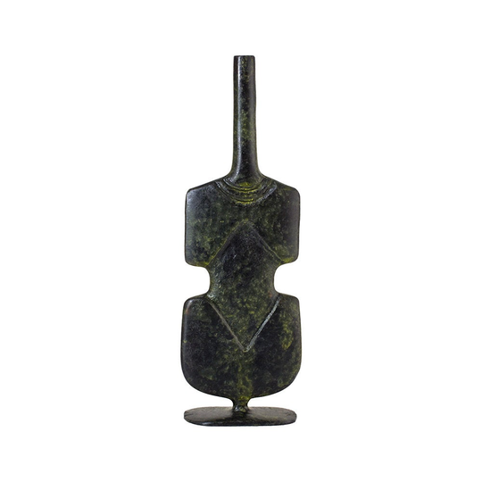 Bronze Cycladic Guitar Idol Sculpture Ancient Greek Handmade Figurine Craft Statue 16cm