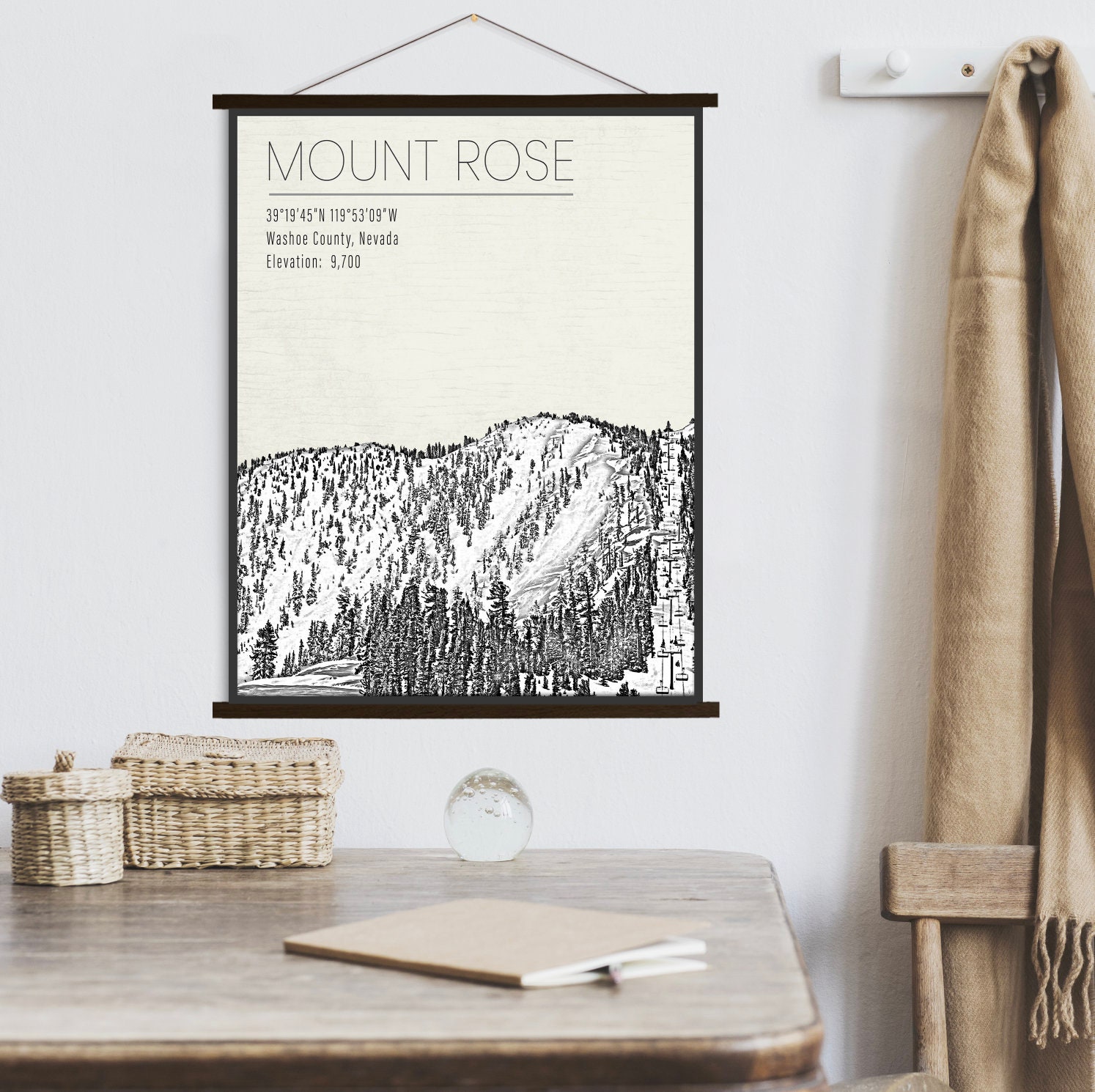 Mount Rose Nevada Ski Resort Print | Hanging Canvas Of Mt. Tahoe Printed Marketplace