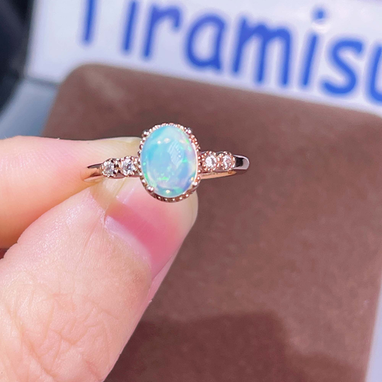 Handmade Fire Opal Gemstone Ring, Gold Plated Band Sterling Silver October Birthstone Cz Diamond Jewelry Gift For Her