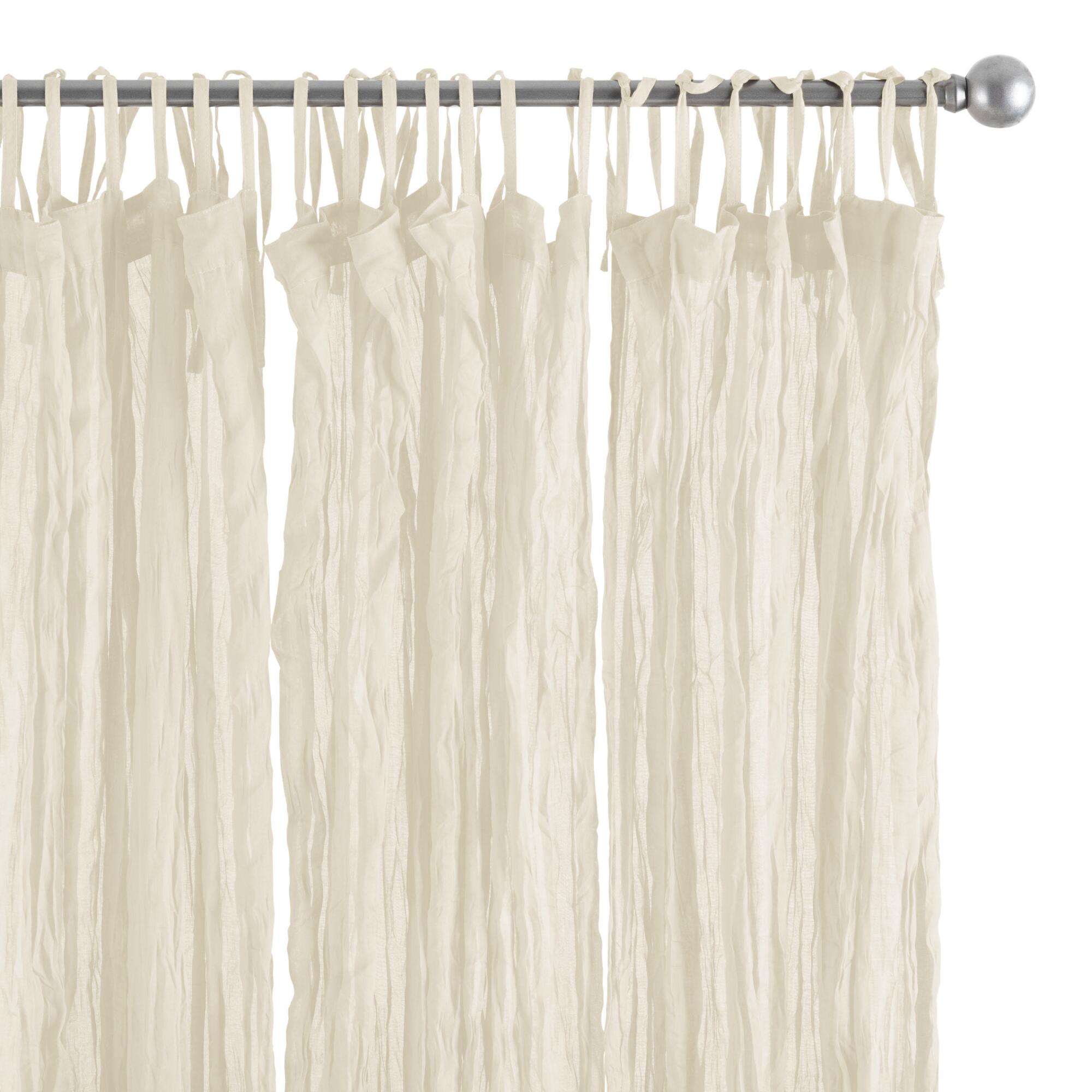 Cotton Crinkle Voile Curtains Set of 2: White/Natural - 84" L by World Market