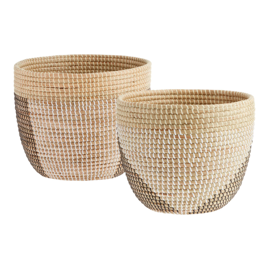 Black and White Geo Seagrass Nella Basket - Medium by World Market
