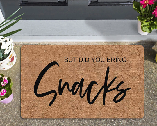 But Did You Bring Snacks Doormat Funny Entrance Mat Indoor Entryway Outdoor Porch Front Door Rubber Waterproof Housewarming Gift