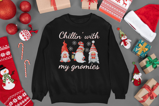 Chillin With My Gnomies Sweatshirt, Funny Chilling Gnomes Christmas Sweater, Gnome Shirt, Cute