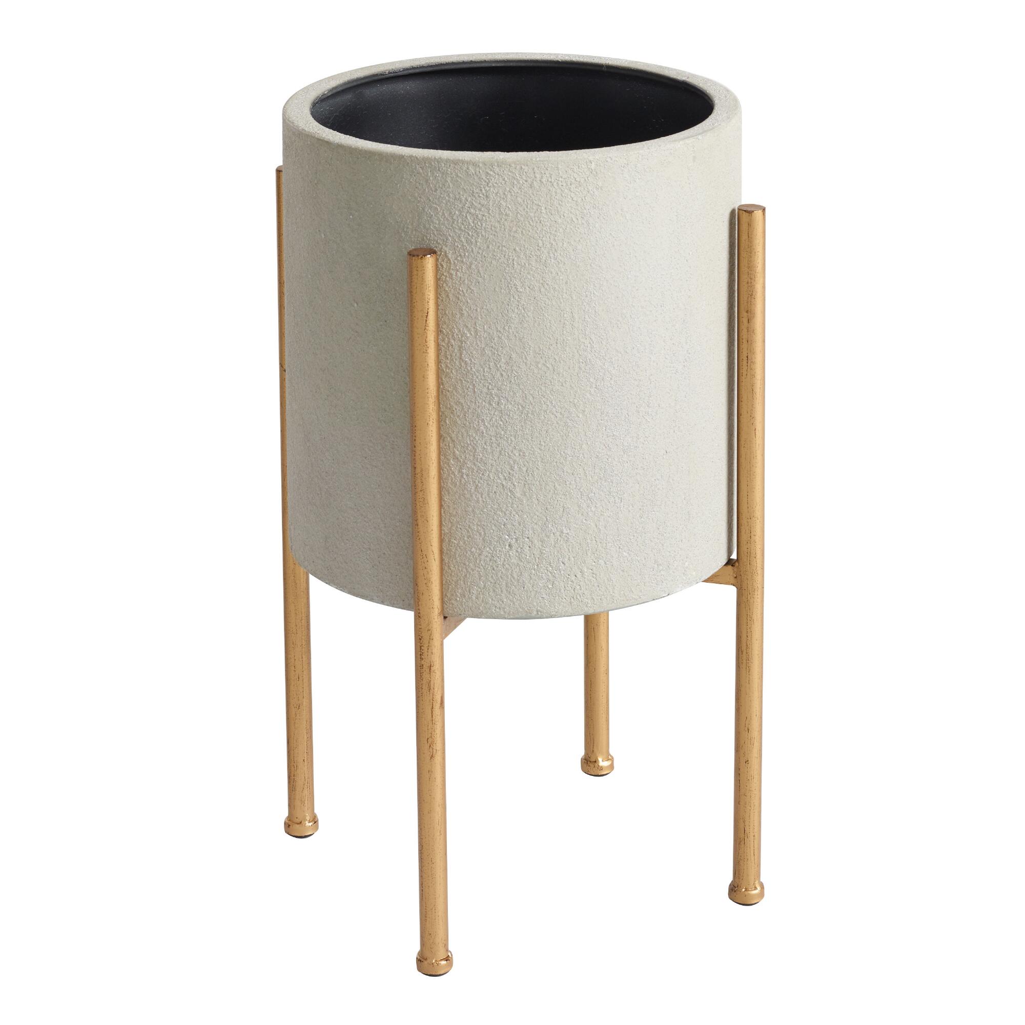 Medium Gray Planter with Brass Stand by World Market