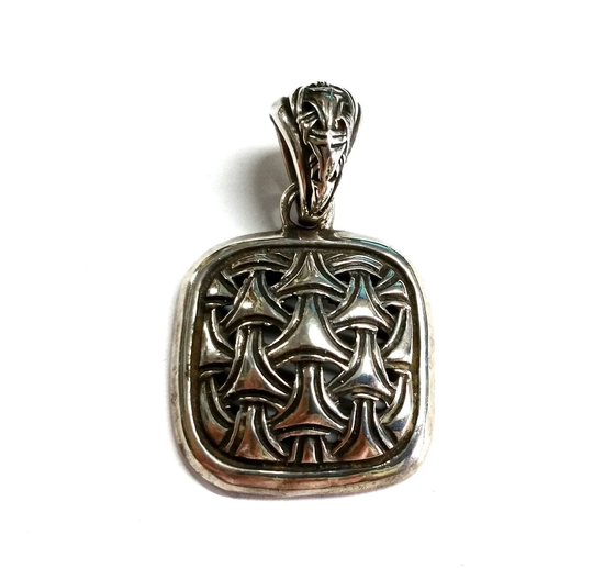 Vintage Sterling Silver Textured Weave Pattern Slide/Pendant