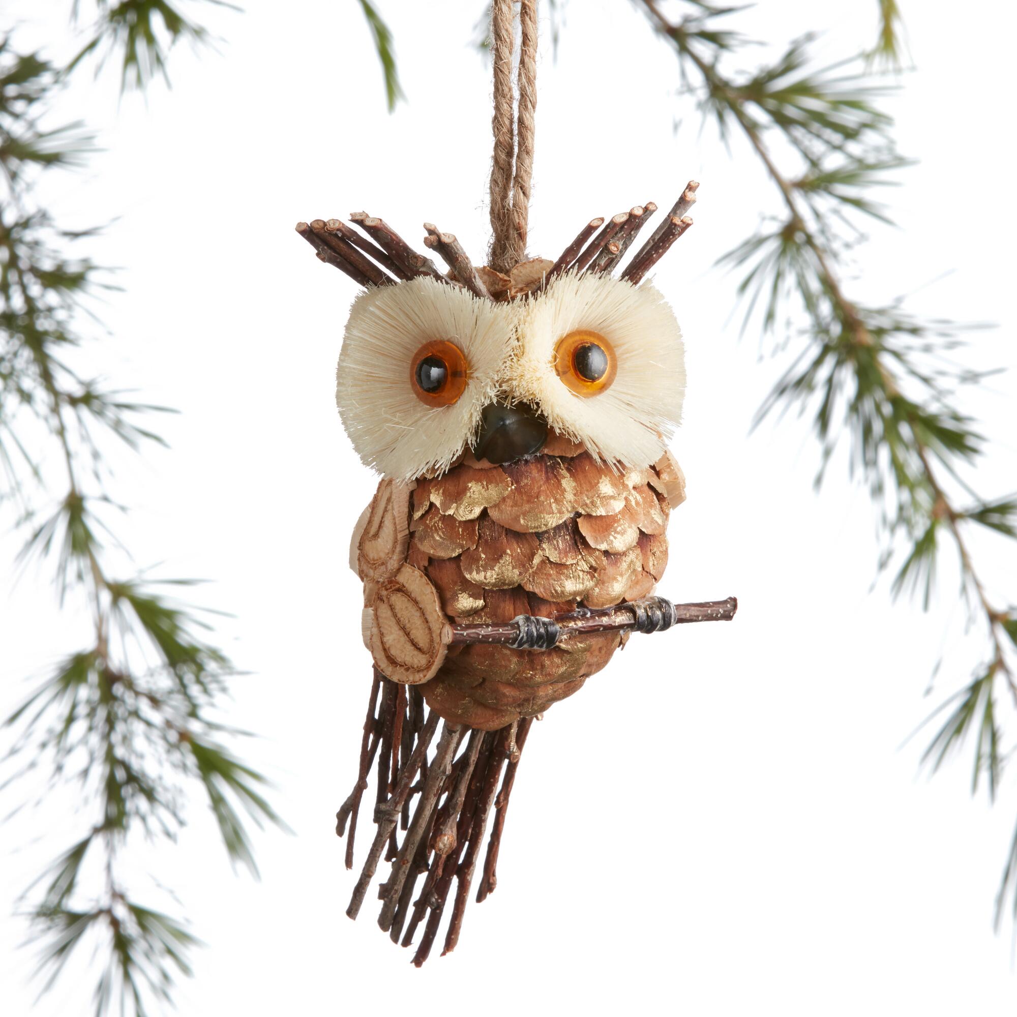 Natural Fiber Woodland Owl Ornament: Brown by World Market
