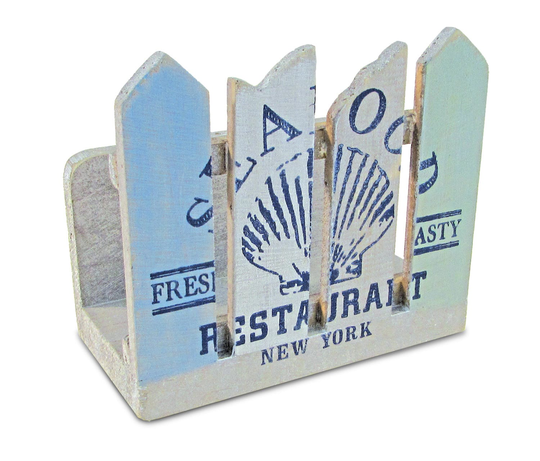 Puzzled Wooden Napkin Holder 4.5 Inch Wood Art Handmade Tabletop Paper Towel Tissue Organizer Nautical Themed Home Kitchen Accessory