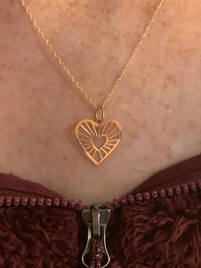 Heart, Pendant, Necklace, Open Work, 14Kt Yellow Gold, Vintage, 18" Gold Filled Chain, Valentine's Day, Mother's Sweet Sixteen
