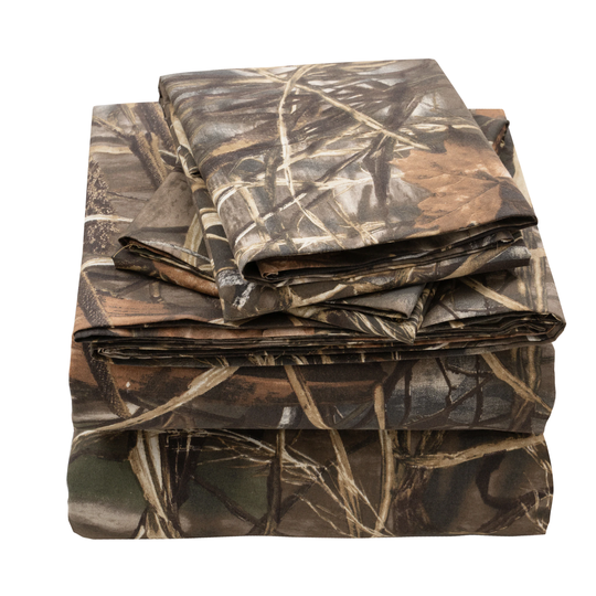 REALTREE Realtree Max 4 Twin 180-Thread Count Cotton Blend Brown Bed Sheet | 07141000014KM