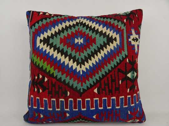 Turkish Kilim Pillow, 20"x20" Inch 50x50 cm Vintage Pillow, Bohemian Pillow, Handmade Pillow, Decorative Pillow Boho Chic Pillow