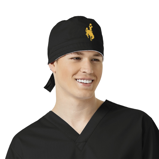 University Of Wyoming Embroidered Black Scrub Hat