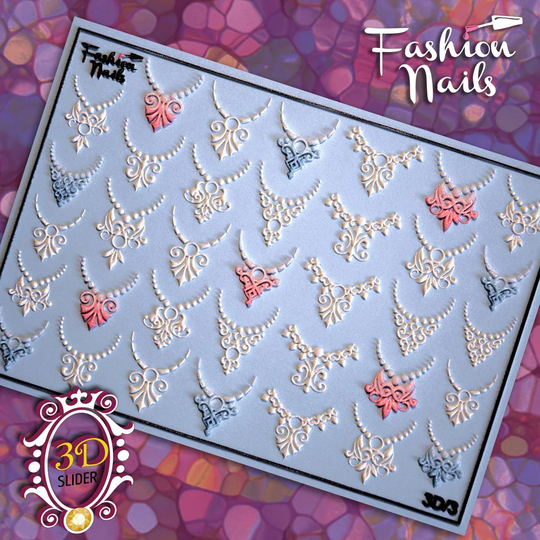 3D Nail Decals Nail Art Fashion Nails Stickers Water Transfer White Sticker Wraps Pink 3 D Sliders Blue