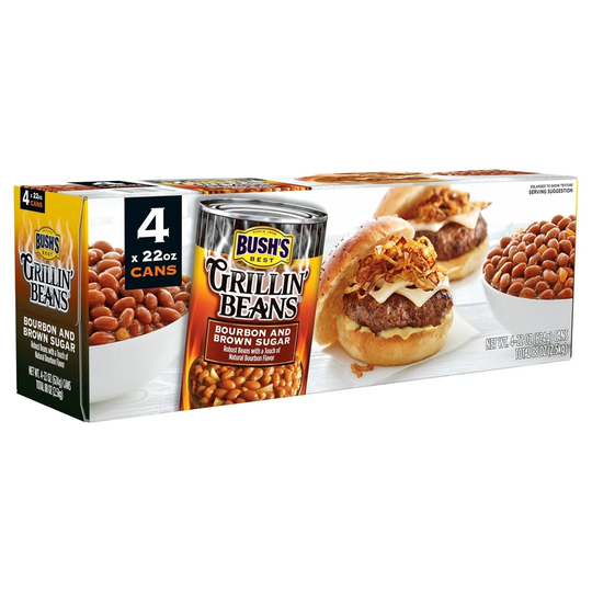 Bush's Bourbon and Brown Sugar Grillin' Beans, 22 Ounce (Pack of 4)
