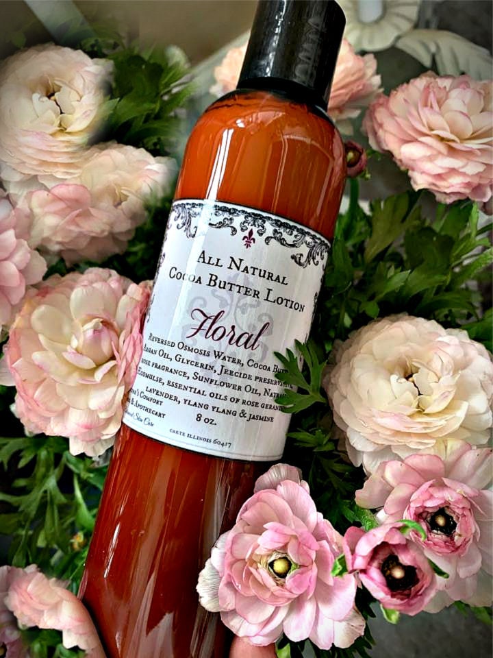 Floral Blend Natural Lotion, With Mango Butter, Handmade Lotions, Dry Skin Care, Essential Oils, Moisturizer
