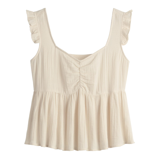 Ivory Ruffle Strap Jacqueline Top: White - Large by World Market