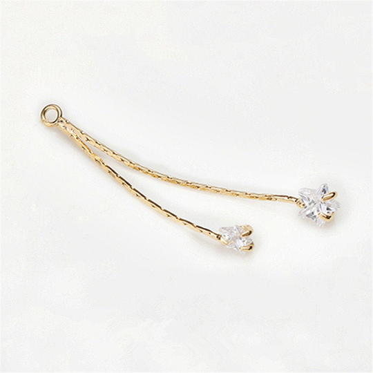 4 Pcs Gold Plated Brass Cubic Zirconia Dangles Earring Drops Charms Findings 5x38mm 2 Colors To Choose Ep014