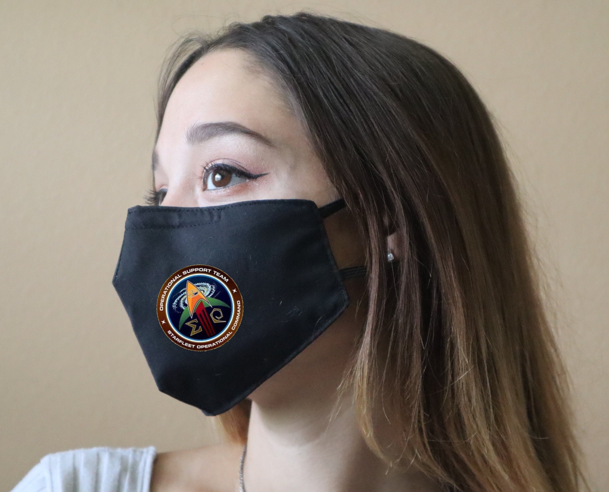 Handmade Cotton Blend Customizable Face Masks With Adjustable Ear-Loops - Star Trek- Operational Support Team